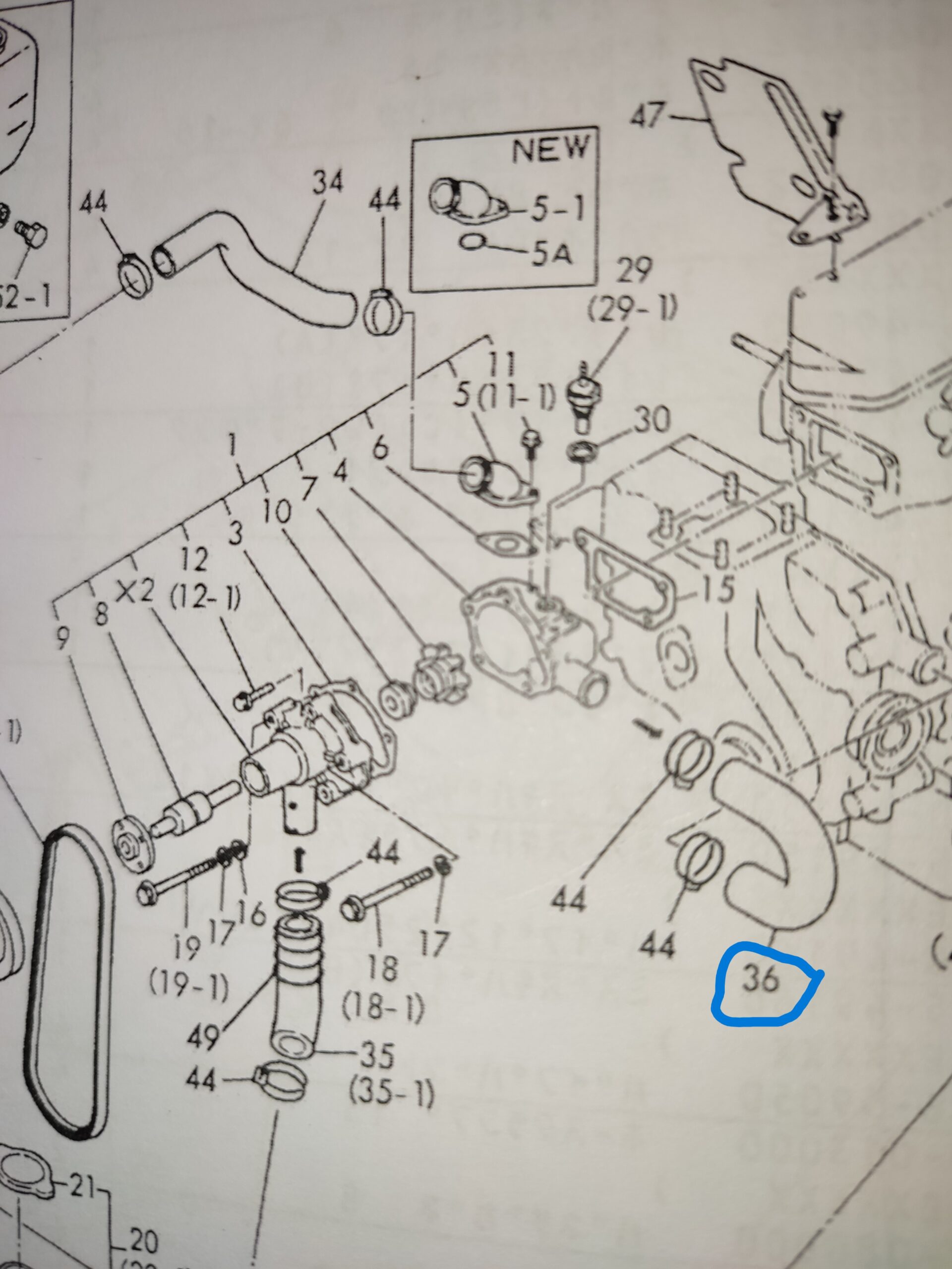 Durite entre moteur et pompe à eau Yanmar F, YM, YMG – Image 2